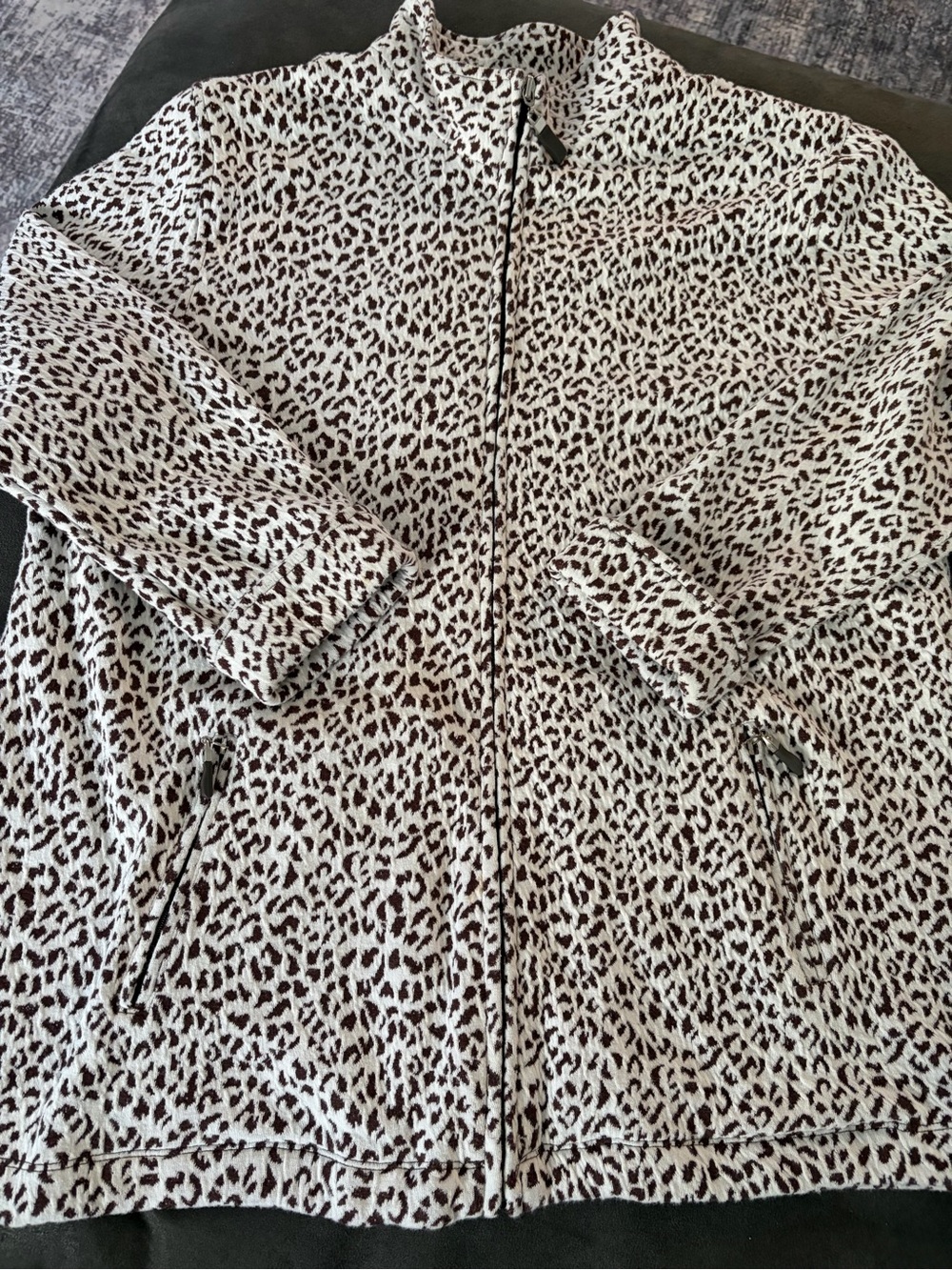 Allison Daley Petite Large Leopard Print Zip Jacket PL